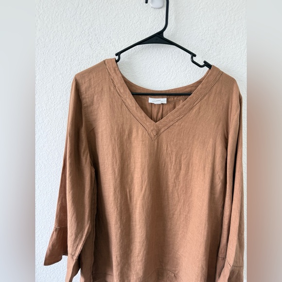 J. Jill Tan V-Neck Blouse - Picture 2 of 8